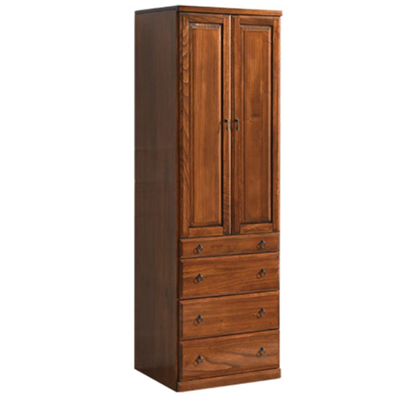 Solid Wood Kid's Wardrobe 2-door Wardrobe Closet with Lower Storage Drawers