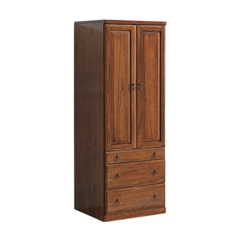 Solid Wood Kid's Wardrobe 2-door Wardrobe Closet with Lower Storage Drawers