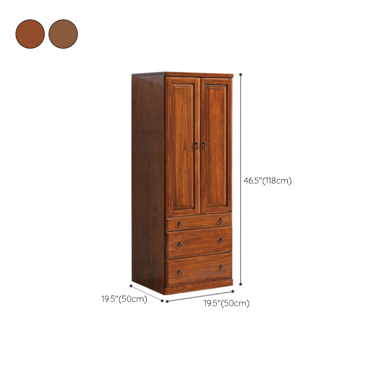 Solid Wood Kid's Wardrobe 2-door Wardrobe Closet with Lower Storage Drawers