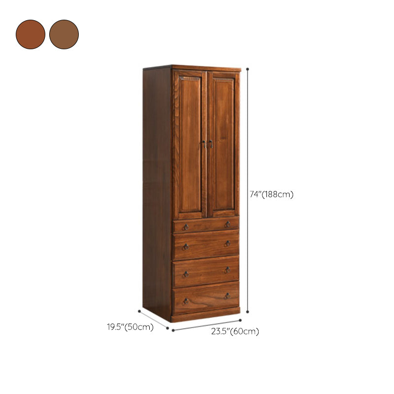 Solid Wood Kid's Wardrobe 2-door Wardrobe Closet with Lower Storage Drawers