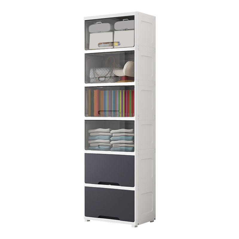 Modern Wardrobe Closet Plastic Kid's Wardrobe with Flap Drawers