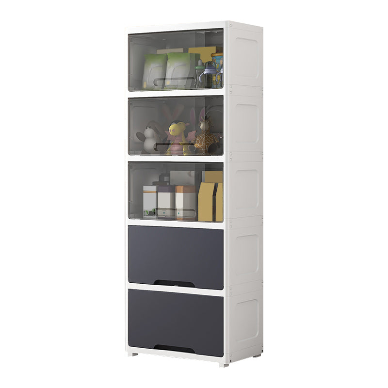 Modern Wardrobe Closet Plastic Kid's Wardrobe with Flap Drawers