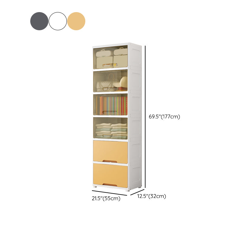 Modern Wardrobe Closet Plastic Kid's Wardrobe with Flap Drawers