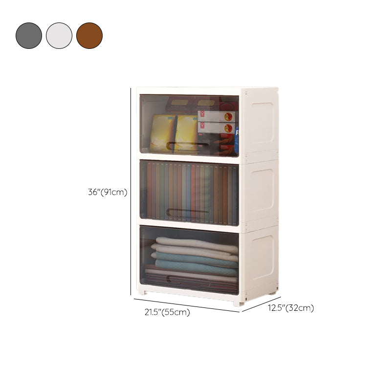 Contemporary Wardrobe Closet Plastic Kid's Wardrobe with Flap Drawers