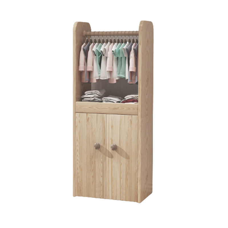 Solid Wood Kid Wardrobe Contemporary Light Wood Closet with Shelved