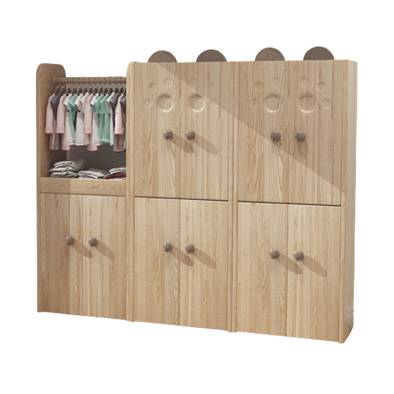 Solid Wood Kid Wardrobe Contemporary Light Wood Closet with Shelved