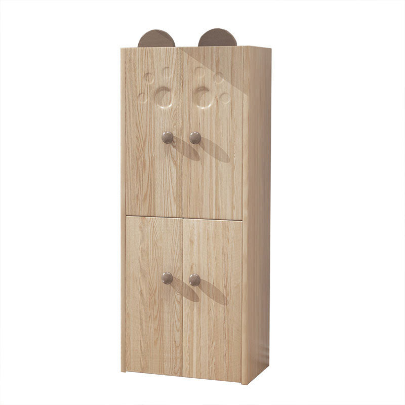 Solid Wood Kid Wardrobe Contemporary Light Wood Closet with Shelved