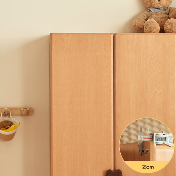 Beech Kid Wardrobe Contemporary Light Wood Airmoire with Garment Rod