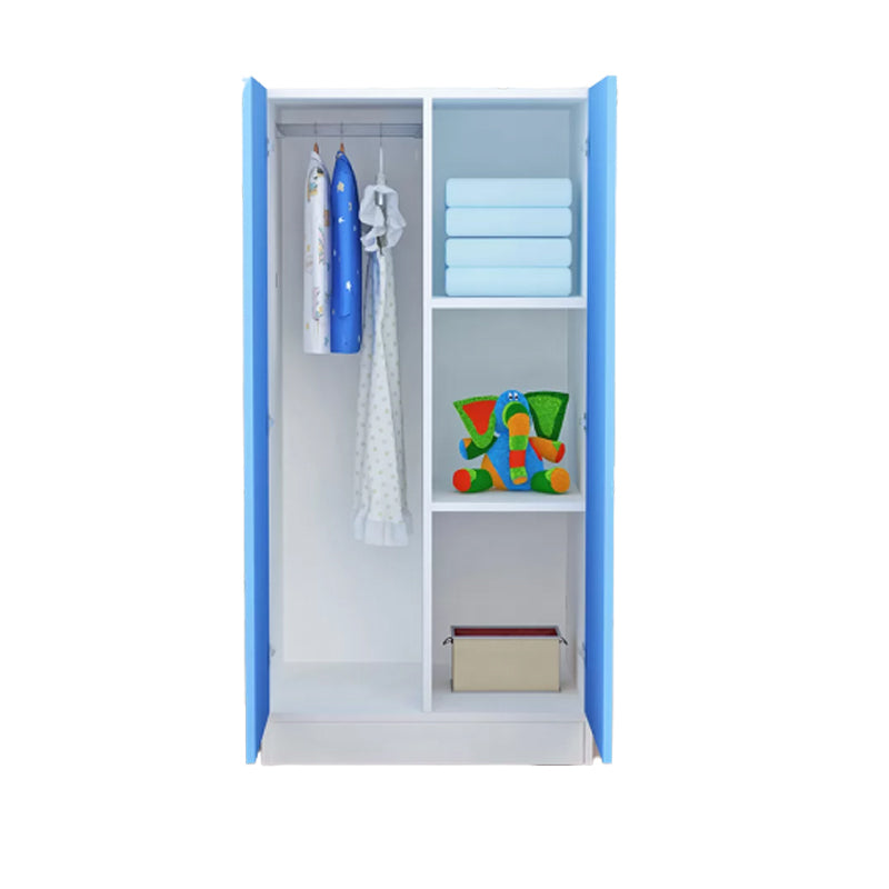 Blue Modern Coat Locker High Gloss Wooden Kid's Wardrobe with 2-Door