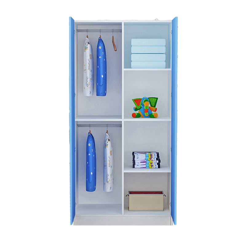 Blue Modern Coat Locker High Gloss Wooden Kid's Wardrobe with 2-Door