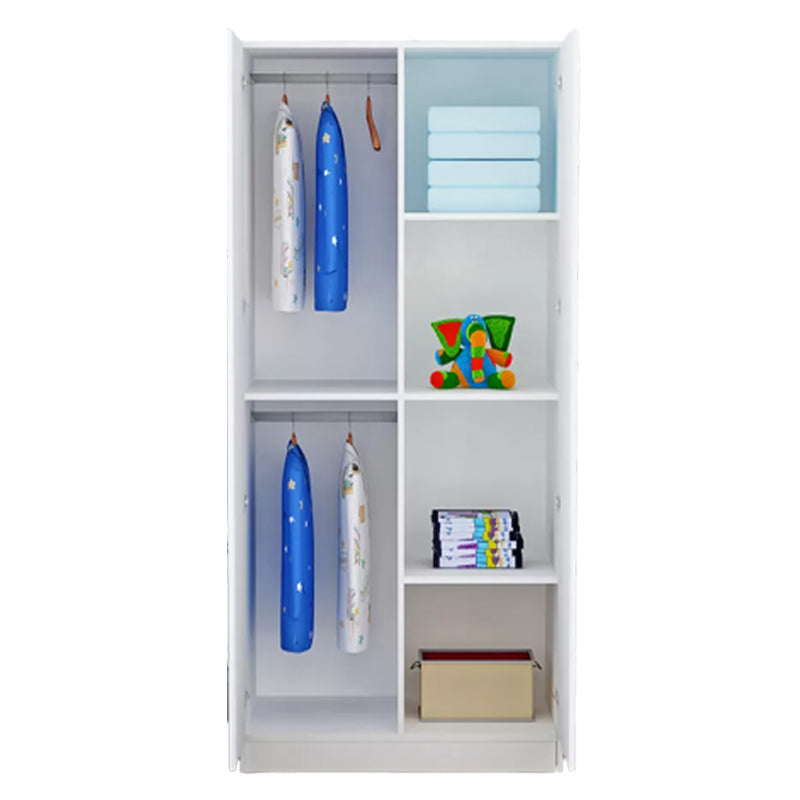 Blue Modern Coat Locker High Gloss Wooden Kid's Wardrobe with 2-Door