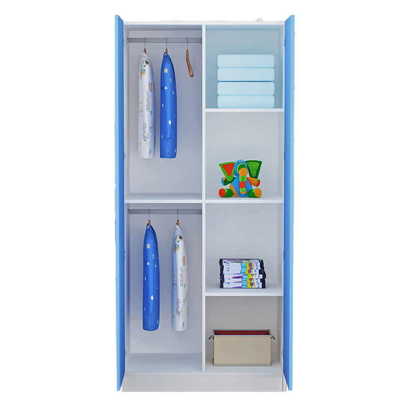 Blue Modern Coat Locker High Gloss Wooden Kid's Wardrobe with 2-Door