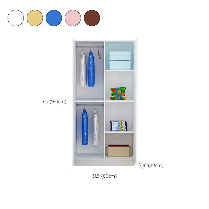 Blue Modern Coat Locker High Gloss Wooden Kid's Wardrobe with 2-Door