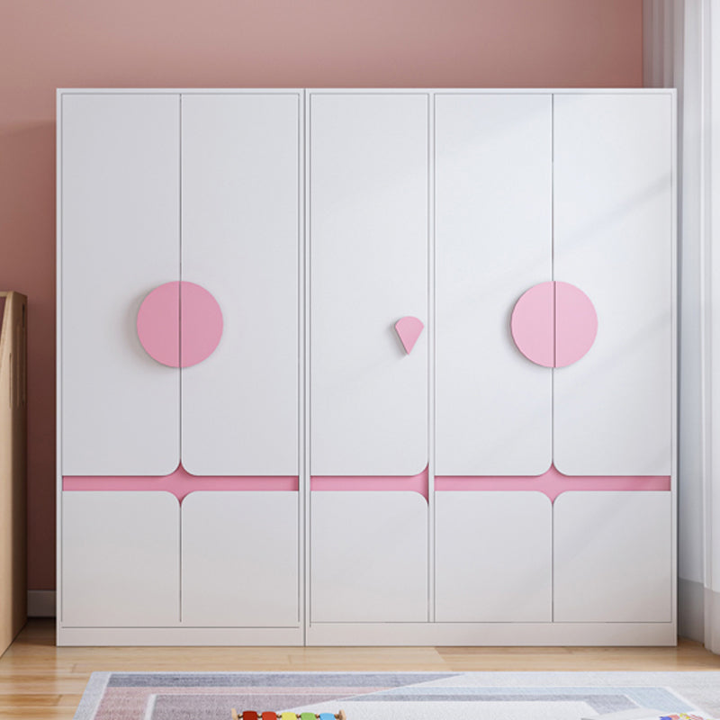 Modern Solid Wood Kid Wardrobe with Garment Rod and Lower Storage Cabinet