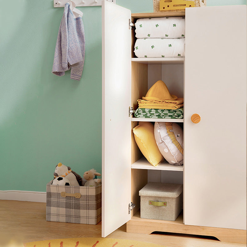 White Modern Kid's Wardrobe 2-Drawer Contemporary Coat Locker