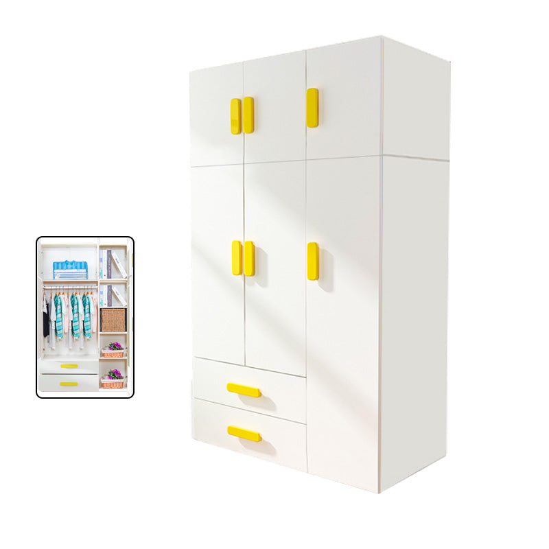 Yellow Modern Kids Closet 2-Drawer Wooden Glossy Kid's Wardrobe