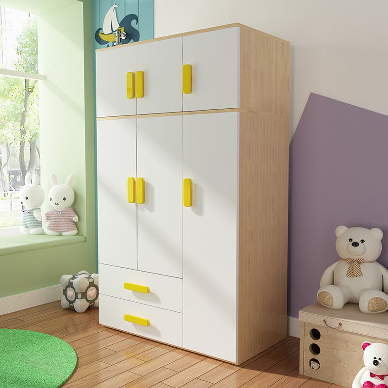 Yellow Modern Kids Closet 2-Drawer Wooden Glossy Kid's Wardrobe