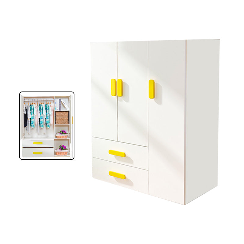 Yellow Modern Kids Closet 2-Drawer Wooden Glossy Kid's Wardrobe