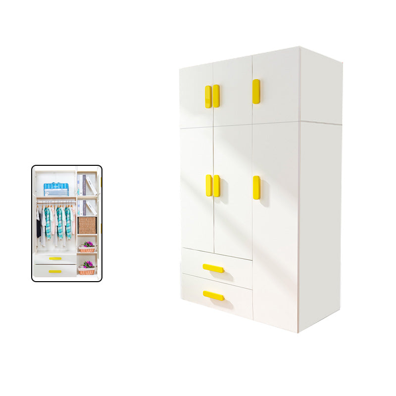 Yellow Modern Kids Closet 2-Drawer Wooden Glossy Kid's Wardrobe