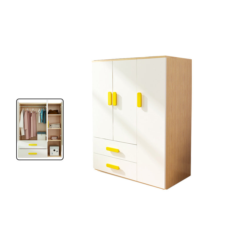 Yellow Modern Kids Closet 2-Drawer Wooden Glossy Kid's Wardrobe