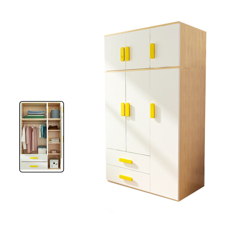 Yellow Modern Kids Closet 2-Drawer Wooden Glossy Kid's Wardrobe