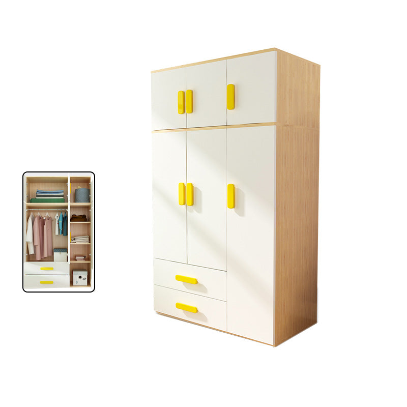 Yellow Modern Kids Closet 2-Drawer Wooden Glossy Kid's Wardrobe