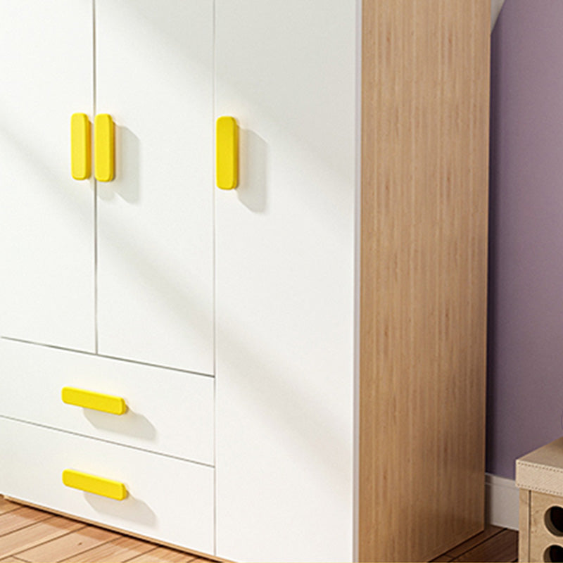 Yellow Modern Kids Closet 2-Drawer Wooden Glossy Kid's Wardrobe