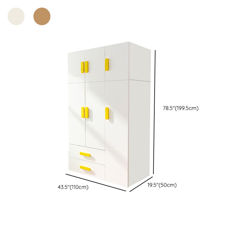 Yellow Modern Kids Closet 2-Drawer Wooden Glossy Kid's Wardrobe