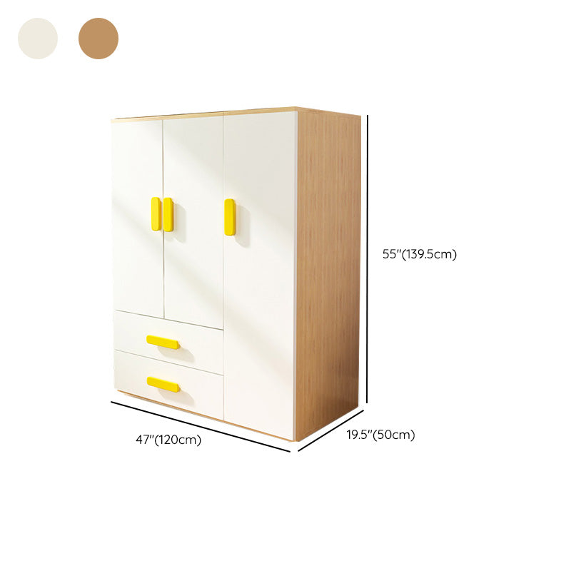 Yellow Modern Kids Closet 2-Drawer Wooden Glossy Kid's Wardrobe