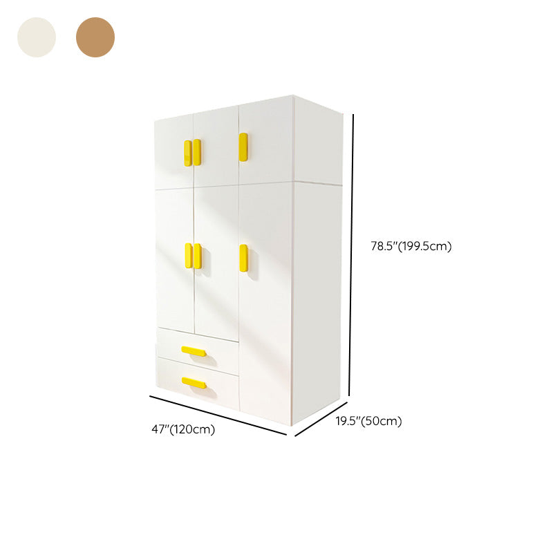 Yellow Modern Kids Closet 2-Drawer Wooden Glossy Kid's Wardrobe