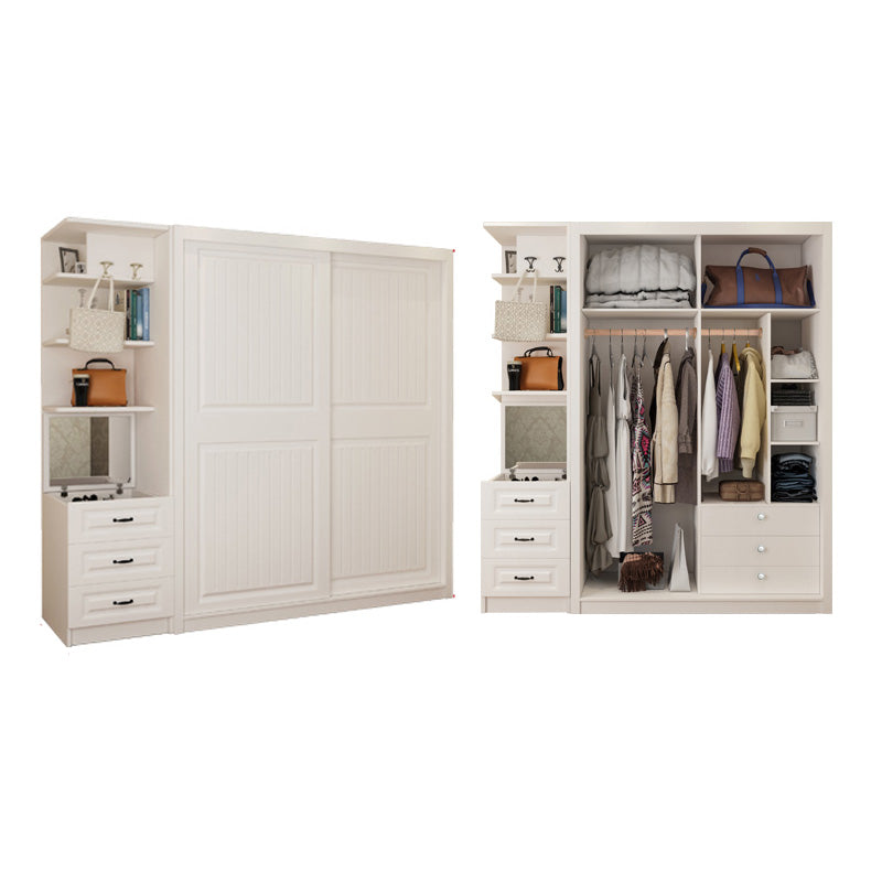 Wooden White Kids Closet Modern High Gloss Kid's Wardrobe with Drawer