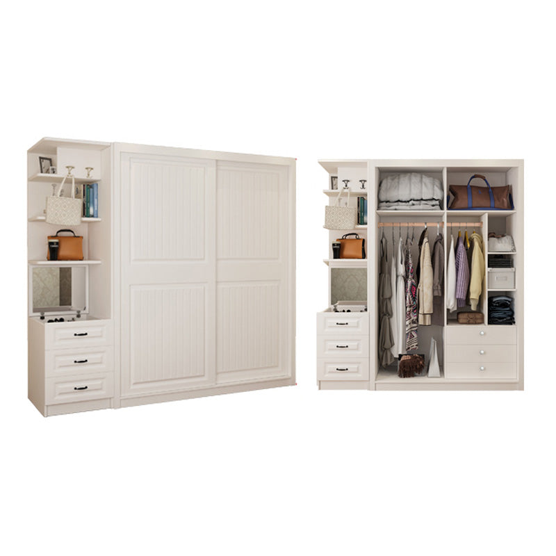 Wooden White Kids Closet Modern High Gloss Kid's Wardrobe with Drawer