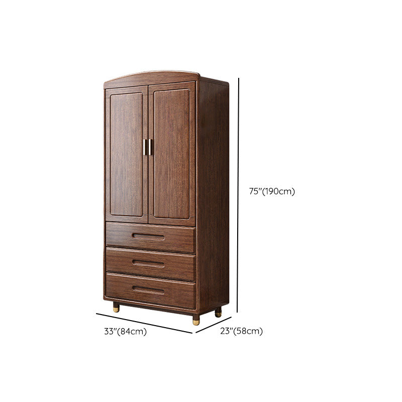 Walnut Rustic Kid's Wardrobe Wooden High Gloss Kids Closet with Drawer