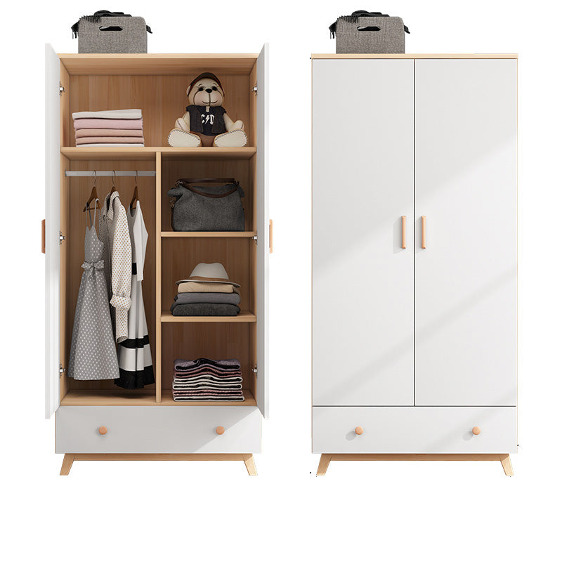 White Wooden Kids Closet Contemporary High Gloss Kid's Wardrobe