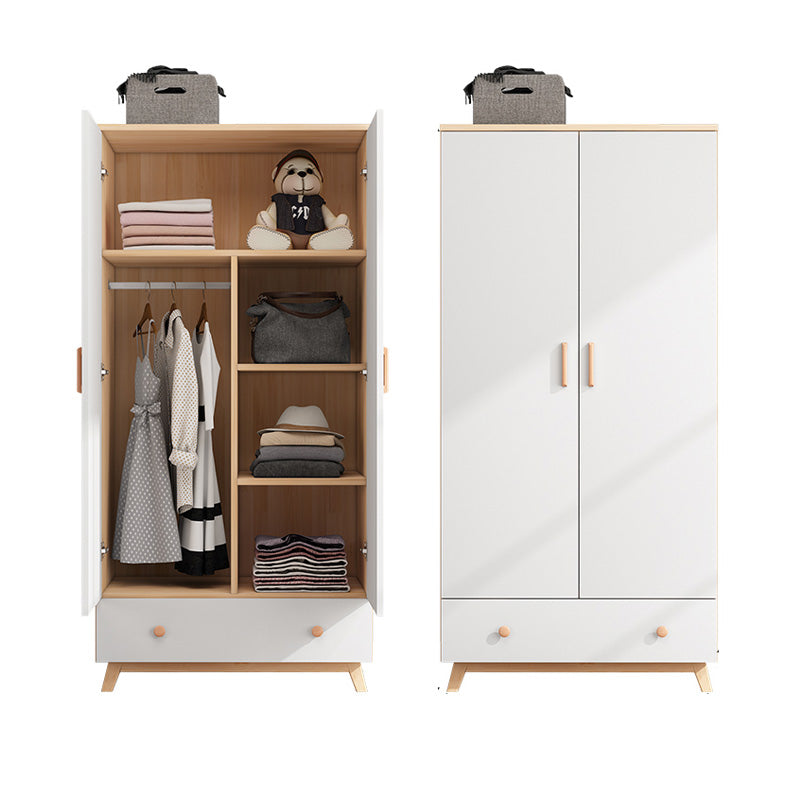 White Wooden Kids Closet Contemporary High Gloss Kid's Wardrobe