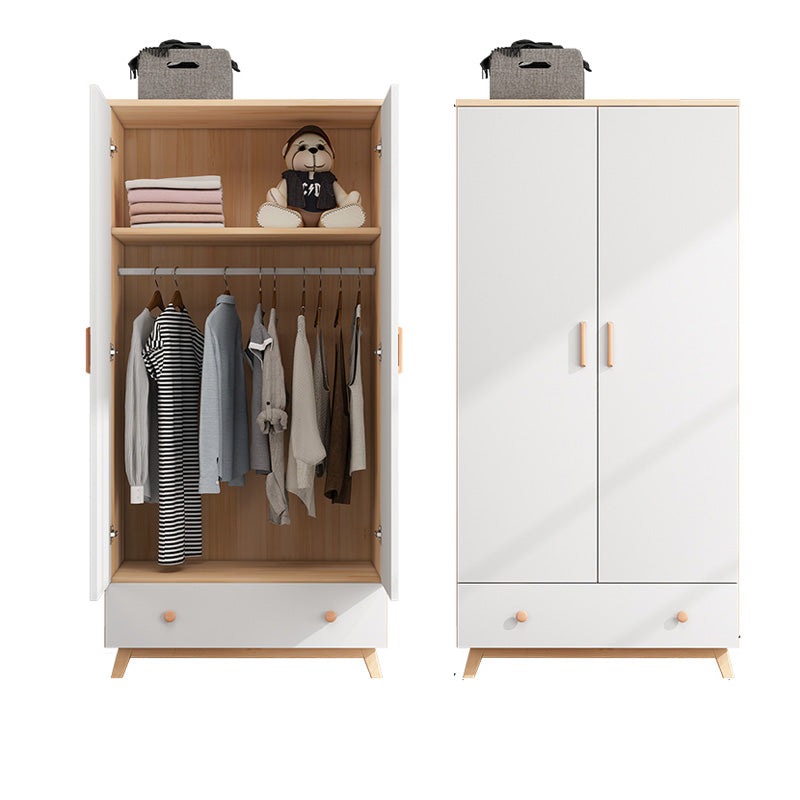 White Wooden Kids Closet Contemporary High Gloss Kid's Wardrobe