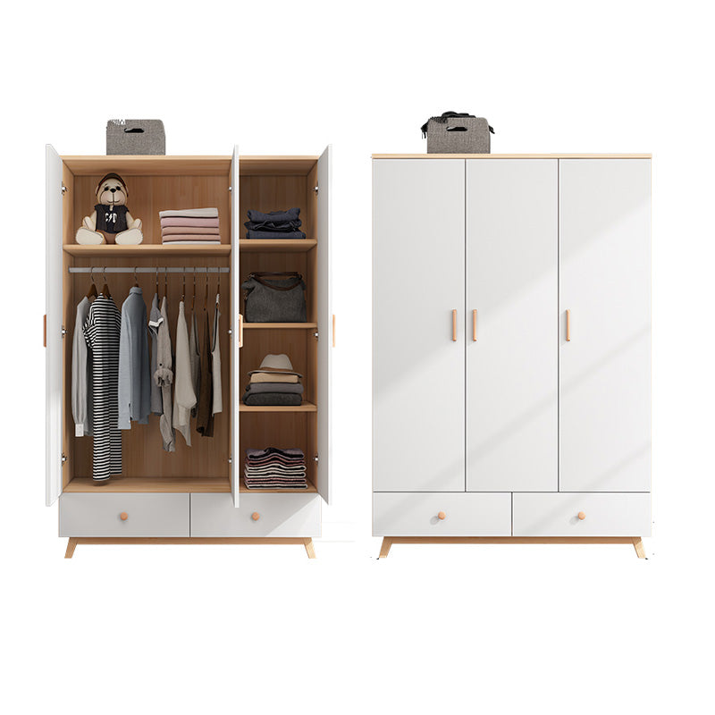 White Wooden Kids Closet Contemporary High Gloss Kid's Wardrobe