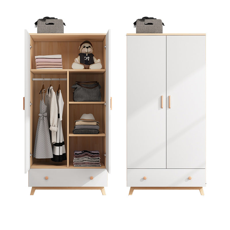 White Wooden Kids Closet Contemporary High Gloss Kid's Wardrobe