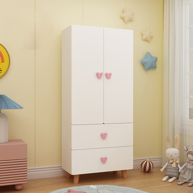 Modern Pink Kids Closet Wooden High Gloss 1-Drawer Kid's Wardrobe