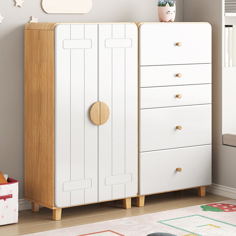 Wooden Modern Coat Locker White Glossy Kids Closet with Garment Rod