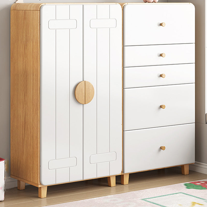 Wooden Modern Coat Locker White Glossy Kids Closet with Garment Rod