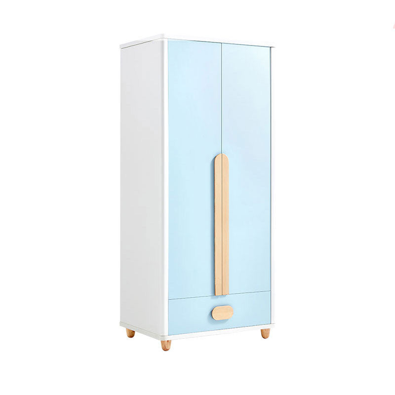 Blue High Gloss Coat Locker Wooden with Lower Storage Drawers