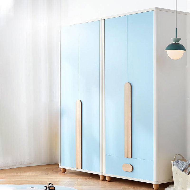 Blue High Gloss Coat Locker Wooden with Lower Storage Drawers