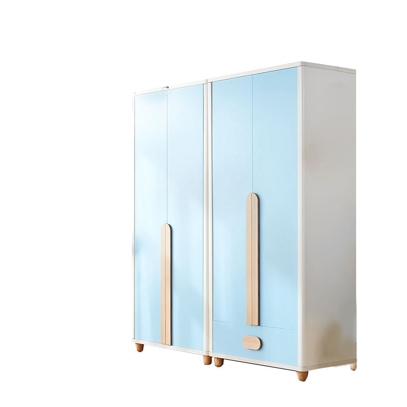 Blue High Gloss Coat Locker Wooden with Lower Storage Drawers