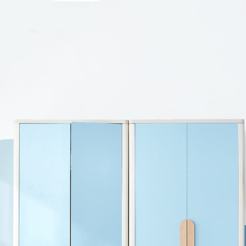 Blue High Gloss Coat Locker Wooden with Lower Storage Drawers