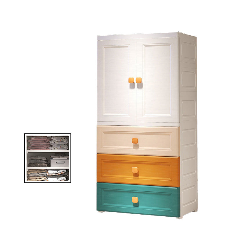 Plastic White Kids Closet Contemporary 2-Door Animal Pattern Closet