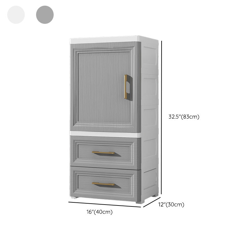 Grey Wooden Kid's Wardrobe Urban High Gloss 2-Drawer Kids Closet