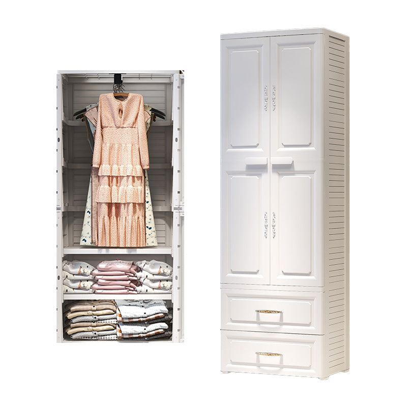 Modern White Wooden Kids Closet 2-Drawer High Gloss Kid's Wardrobe