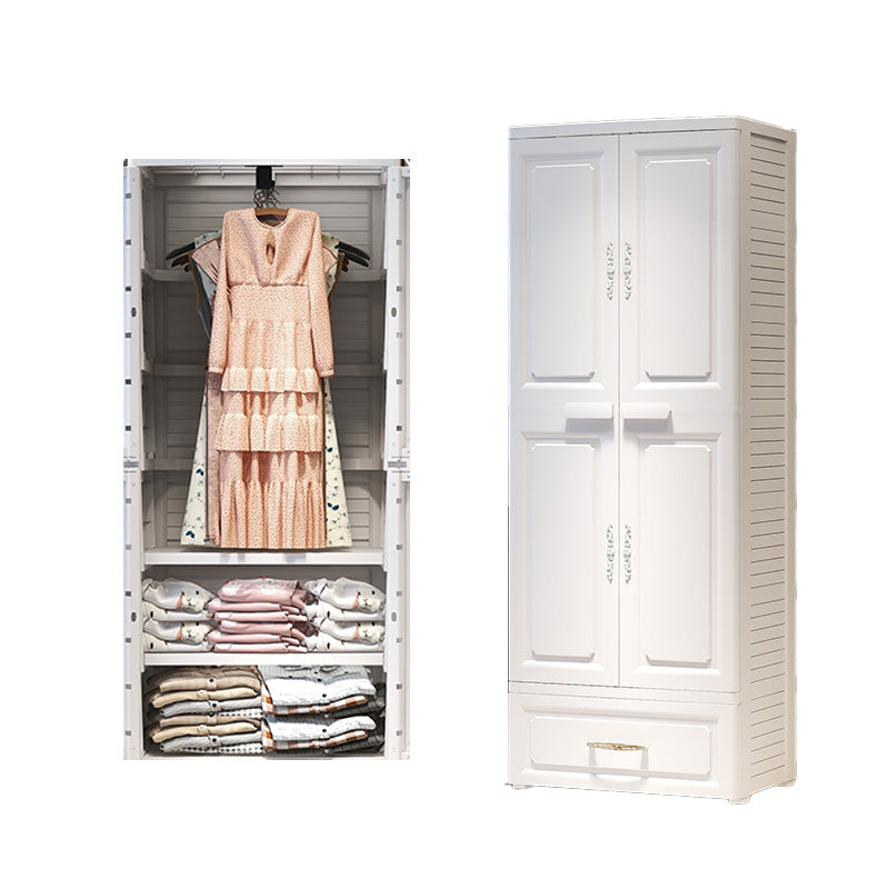 Modern White Wooden Kids Closet 2-Drawer High Gloss Kid's Wardrobe