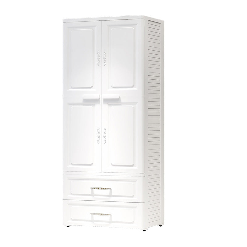 Modern White Wooden Kids Closet 2-Drawer High Gloss Kid's Wardrobe